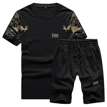 

Summer Mens Sets Fashion 2020 Printed T Shirt Shorts Set Men Casual Two Pieces Printing Tracksuit Suits Male Clothes US SIZE 2XL