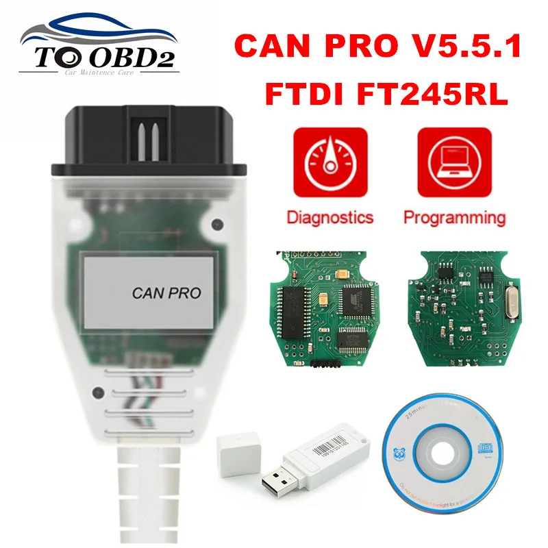 Per Vag Can Pro V5.5.1 Ftdi Ft245Rl Chip Vcp Obd2 Supporto Interfaccia Diagnostica Can Bus Uds Linea K Per Audi Senza Dongle Usb