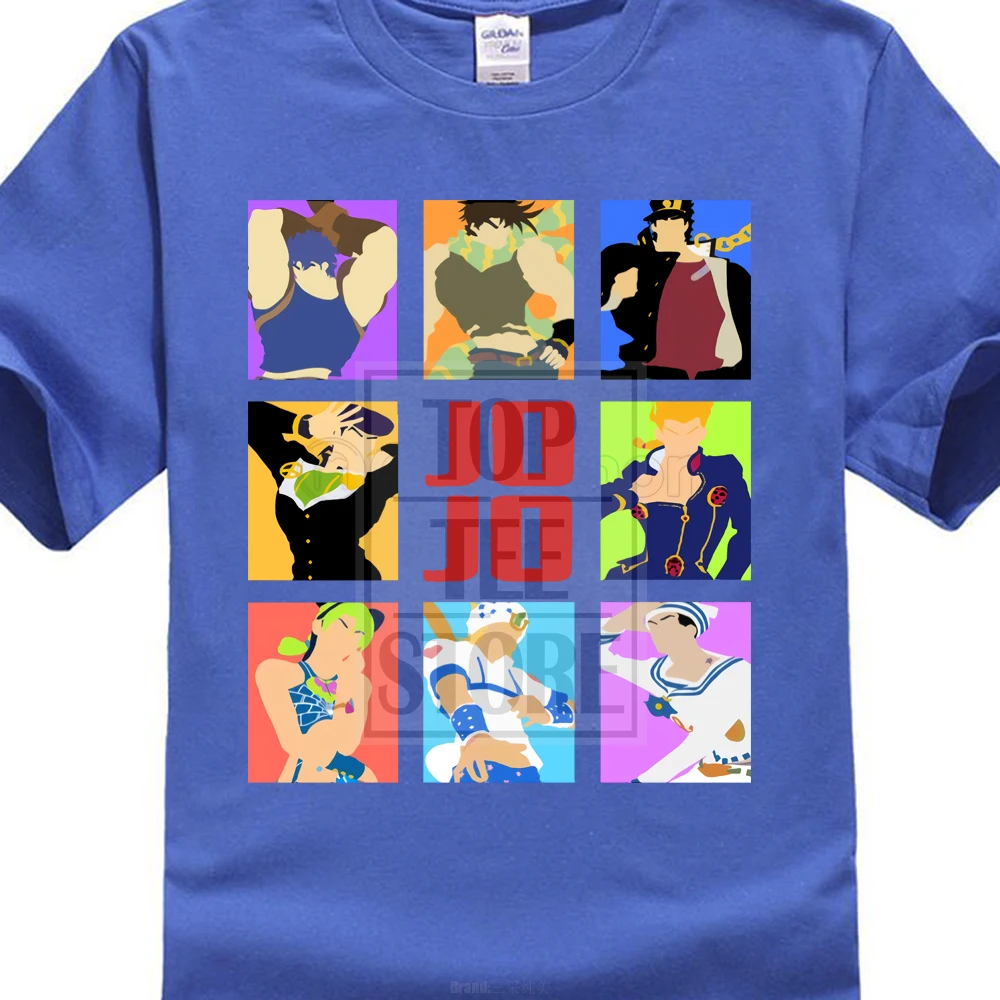 Синий Новые популярные Jojo Необычные Приключения героев Мужская черная футболка Размеры S 4Xl 016417 - Цвет: Синий