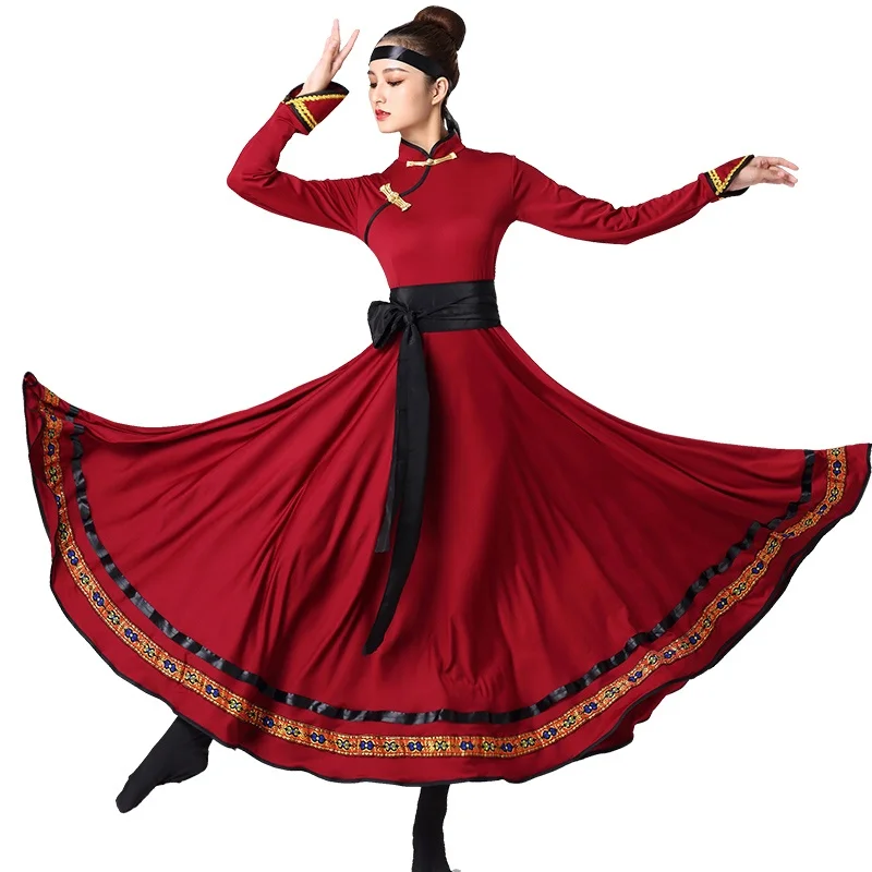 Mongolian Costume Clothes Chinese Folk Dance Costumes Clothing Dress Stage Dance Wear Performance Mongolian Dress TA2130 - Цвет: 1