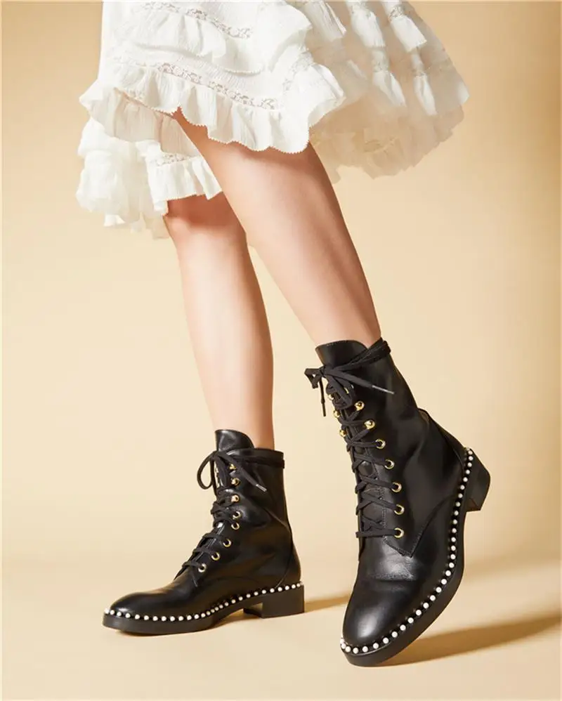 Chaussures femme; коллекция года; зимняя женская обувь черного цвета; ботильоны; модная женская обувь из флока на шнуровке; женская обувь; Botas Feminina