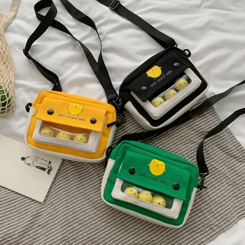 

2020 cute girl small bag female bag new chicken single shoulder messenger bag cute canvas small square bag