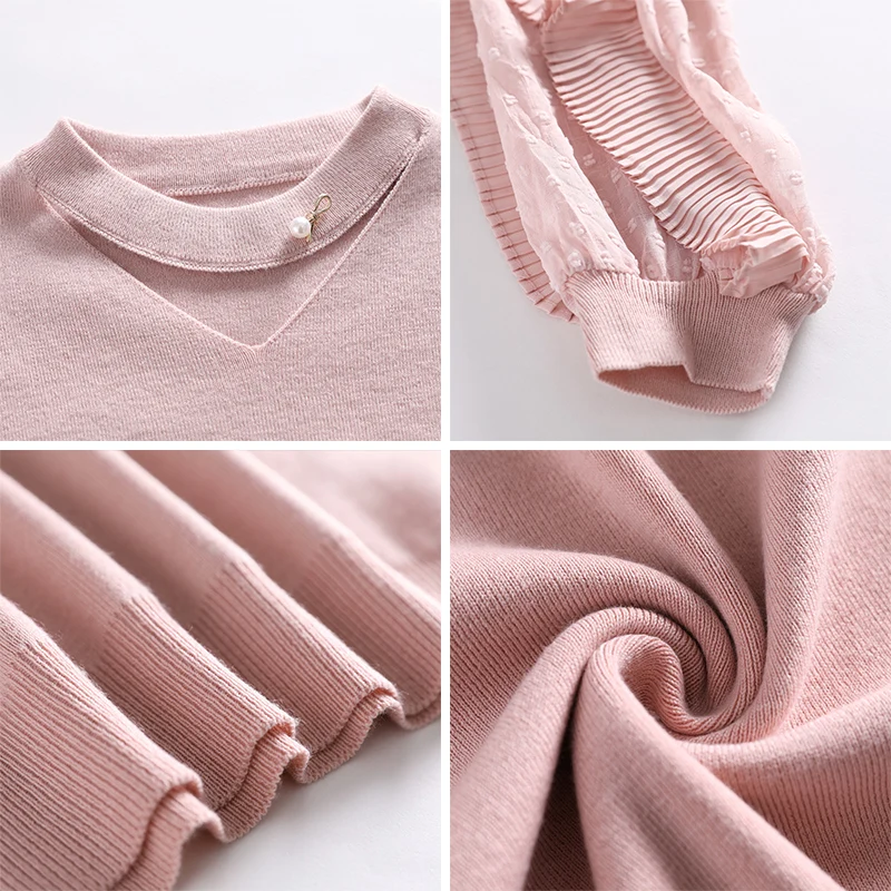 Summer Pure V-neck short women knit sweater Edge-dotted yarn sleeve women sweater pure color fashion thin sweater new