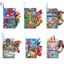 Baby Toys Book Cloth Fabric Book for Kids Learning Toys Educational Toddler Sound Paper Rattle Animal Tails Cognition 0 12Months