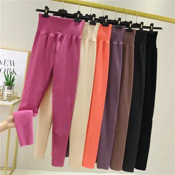 

Autumn Winter Warm Leggings Pants Women Slim Elastic High Waist Leggings Female Plus Velvet Thick New Womens Leggings XXL Q2858