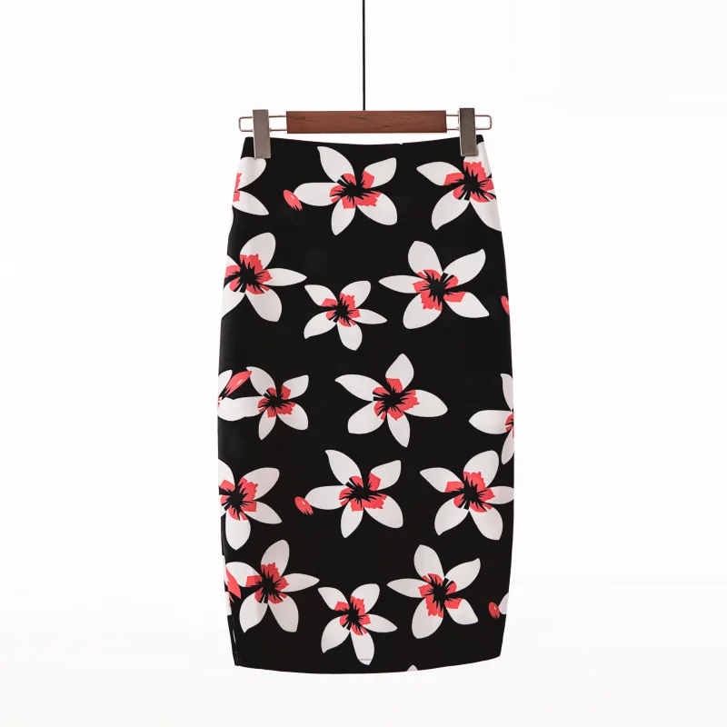 Новая модная, летняя женская юбка-карандаш, высокая талия, цветочный принт, юбка миди, Saia, женская повседневная юбка, рождественский подарок - Цвет: 1082-10