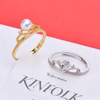 

Pearl Ring Settings 925 Sterling Silver Holder Adjustable Ring Settings Base Accessories DIY Ring Jewelry Making Free Shipping