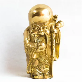 

Chinese Pure Copper Old Birthday Statue Home Office Desk Ornaments Bronze Statue Handicraft Eldership Toast Gift M4257