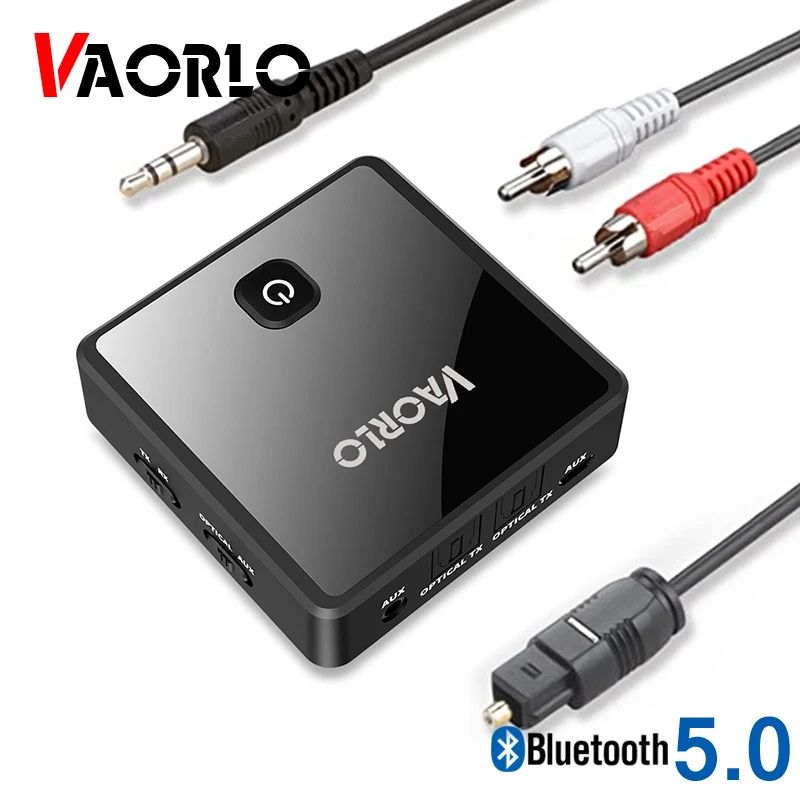 VAORLO Low Latency TV Audio Transmitter Receiver Wireless Bluetooth 5 0 Adapter For Headphones Stereo Music With 3 5mm AUX Jack