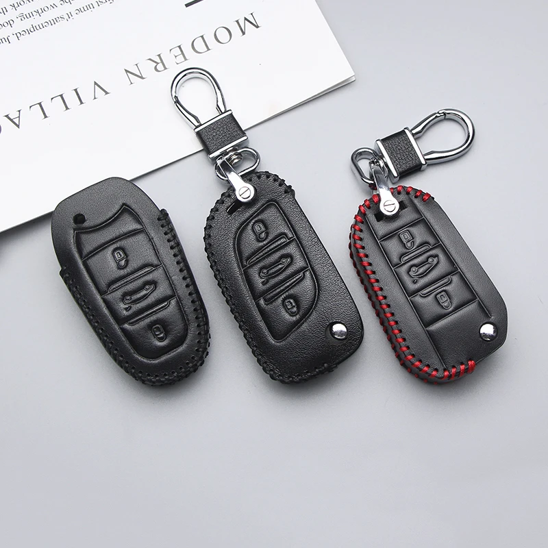 Автомобильный кожаный чехол для ключей с дистанционным управлением Citroen C2 C3 C4 C6 C8
