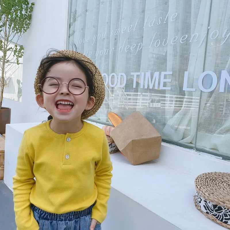 

XINI MOMMY 2020 Spring, autumn Cotton Solid girls tops Full toddler t-shirt Casual Streetwear long sleeve shirt Y24