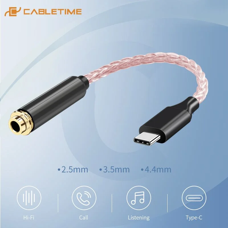 Кабель CABLETIME HIFI с обновленным интерфейсом медный адаптер для наушников типа C к 3 5