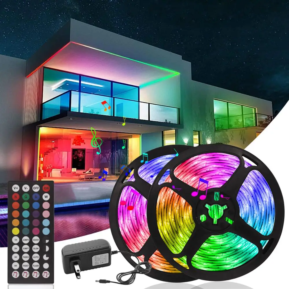 

5M 7.5M 10M LED Strip Built-in Band Luminous Mic Music Sync Holiday Party Lighting led Colored Lights for Room Stairs LED Lights