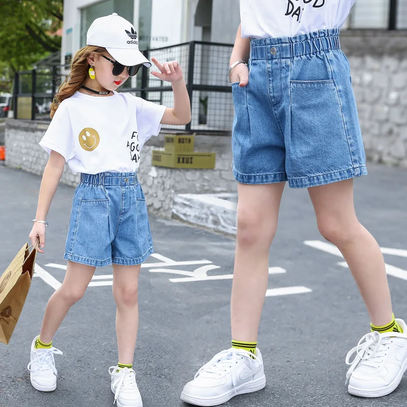 Moda bambini ragazza Jeans corti pantaloni bambini coreani pantaloncini di  Jeans vestiti per ragazze grandi pantaloni corti allentati estivi per  adolescenti 4 13 anni|Shorts| - AliExpress