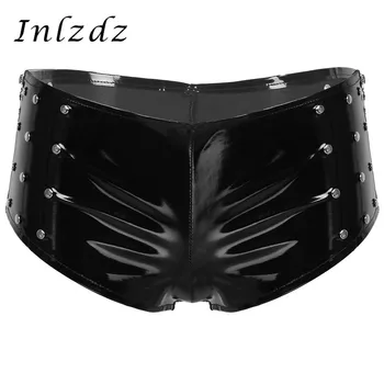 

Sexy Womens Pole Dance Shorts Shiny Wet Look PU Leather Rave Short Pants Slim Hot Clubwear Mini Shorts for Stage Performance
