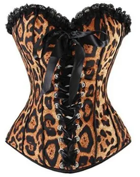 

Wild Leopard Overbust Corset and hot Bustier Sexy Women Lace up Boned Lingerie Plus Size S-2XL