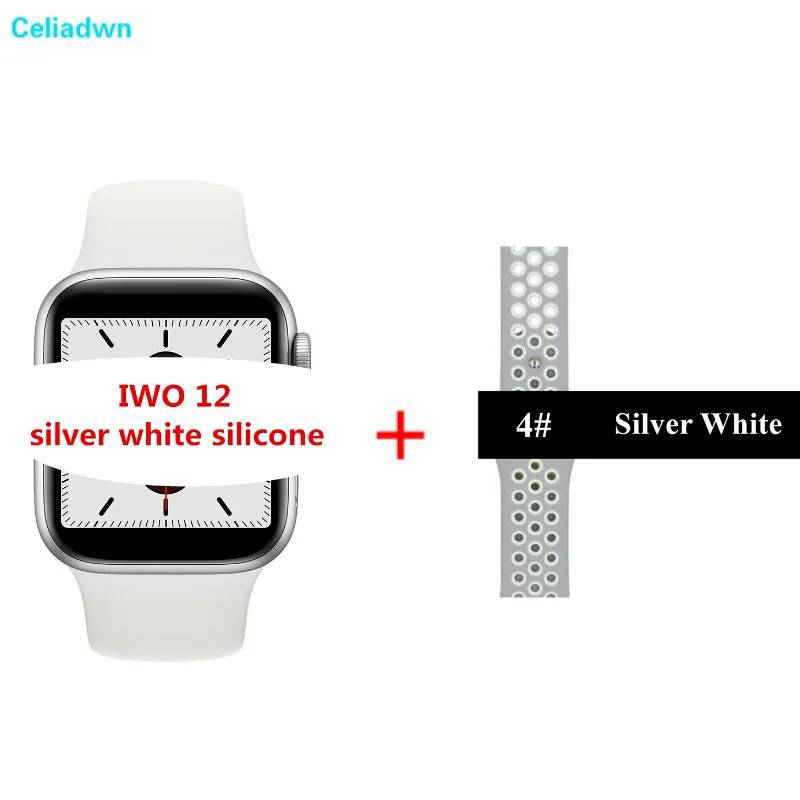 Silver Gray White NK Смарт-часы с Bluetooth, умные IWO 12 1:1 40/44 мм Series 5 монитор сердечного ритма ЭКГ, Смарт часы для iPhone Android телефон PK IWO на возраст 8, 9, 10, 11 - Цвет: Silver Gray White NK