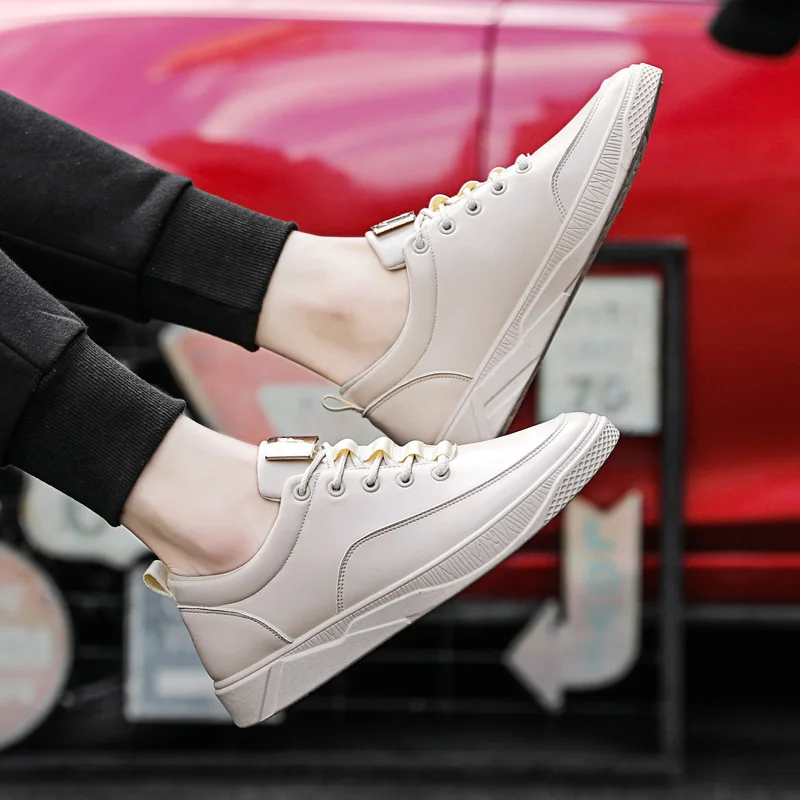 

2019 Autumn And Winter New Style Low Top Solid Color Board Shoes Korean-style Versatile Fashion Man Shoes Leather Waterproof Cas