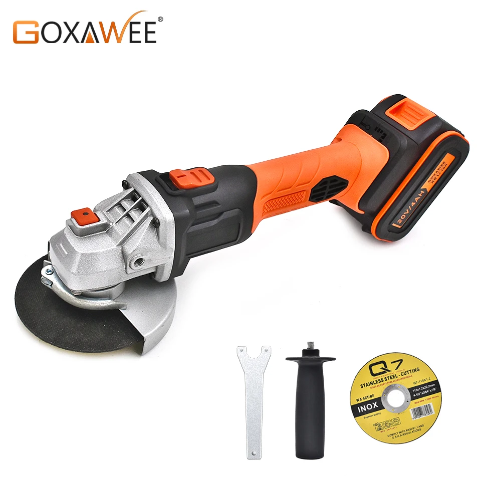 

GOXAWEE 20V Cordless Angle Grinder 4000mAh/3000mAh Lithium-Ion Electric Angle Cutting Grinding Tool Sanding Machine Power Tool