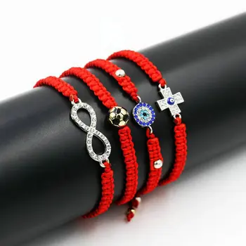 Minimalism Evil Eye Crosses Football 8 Infinity Bracelet Men Women Red Rope Thread Cords Bracelets For Lovers' Jewelry Feminina