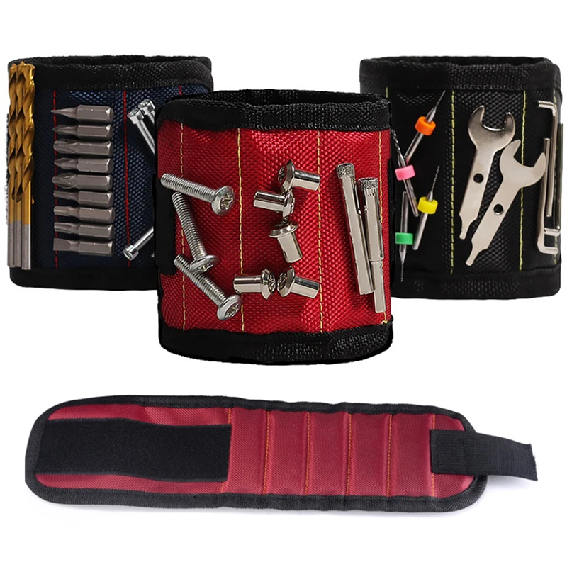 

Three Rows Of Six Magnetic Magnetic Wristband Hand Wraps Tool Bag Electrician Wrist Screws Holder Bracelet For Home Repair