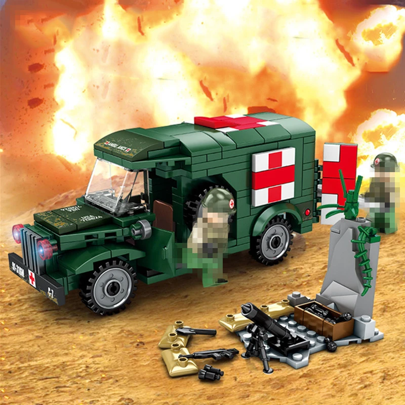 

262Pcs City Soldier Military Ambulance Building Blocks Vehicle Toy Emergency Car Bricks Kits DIY For Children Educational Toys