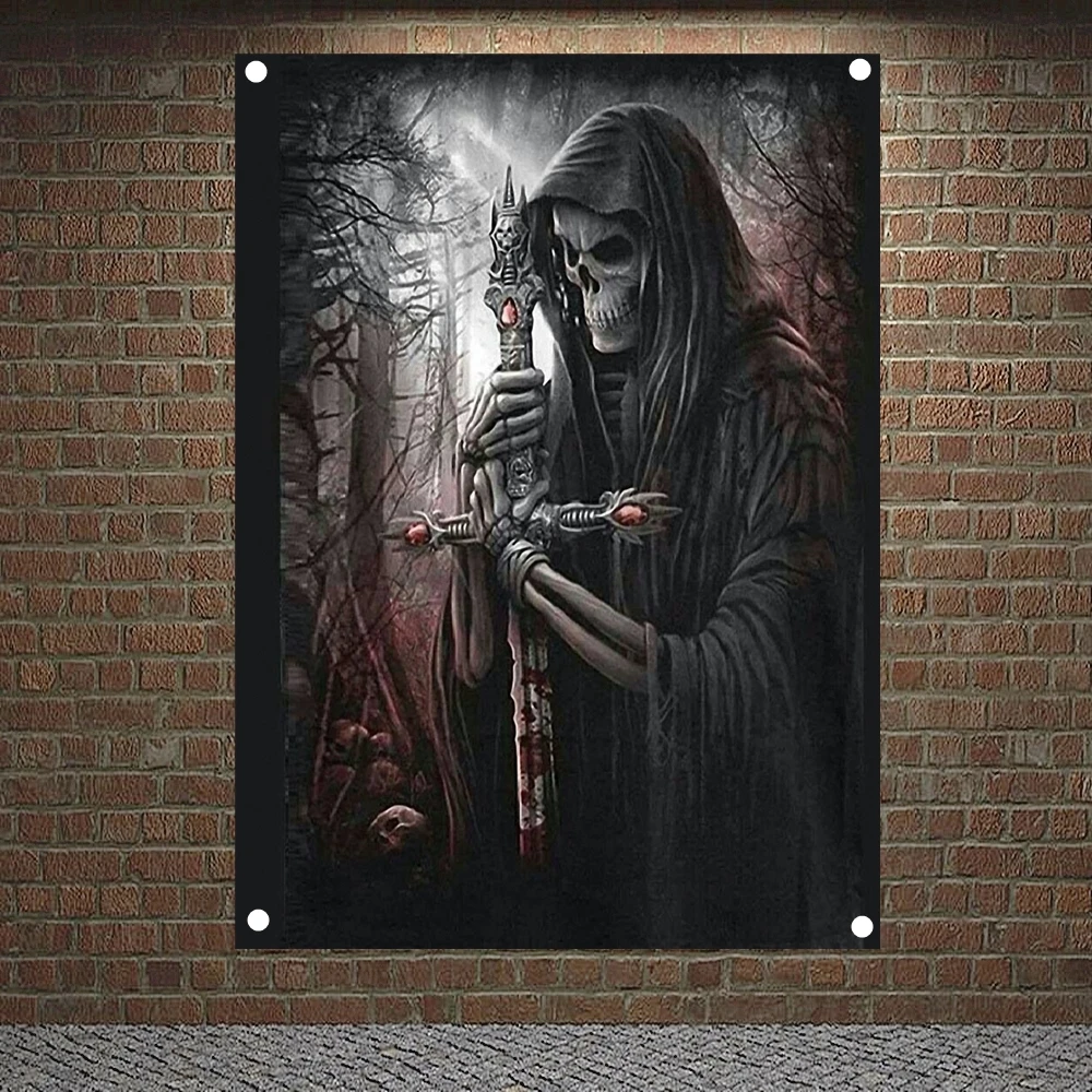 

Death and the cross Paintings Posters Banners Wall Hanging Ornaments Skull Tattoo Art Flags Wall Decor Wall Sticker Tapestry