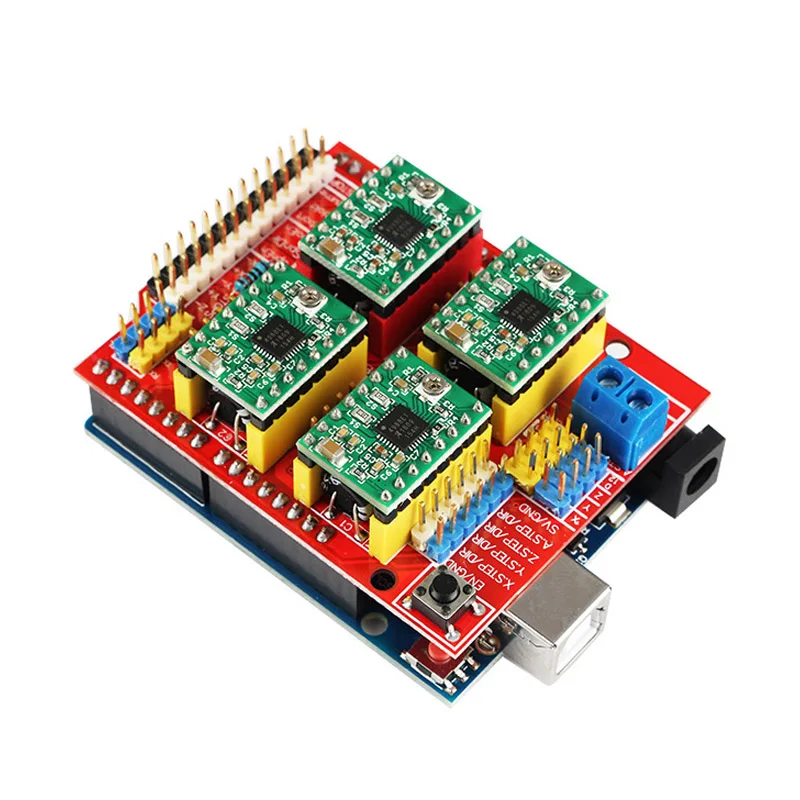 1 комплект A4988 Плата расширения драйвера+ UNO R3 с usb-кабелем+ ЧПУ щит V3 гравировальный станок OD889