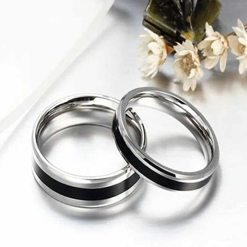 Stainless Steel Rings Classic Alliance Wedding Rings for Women Men Black & silver Colour Couple Jewelry Promise Band wedding rings couple rings finger rings jewelry rings ring jewelry
