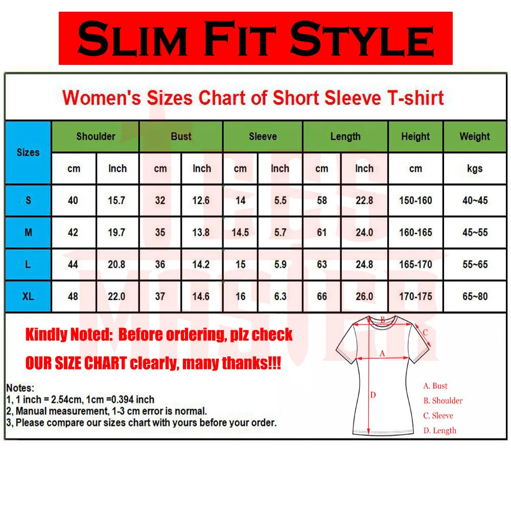 womens short sleeve sizes chart