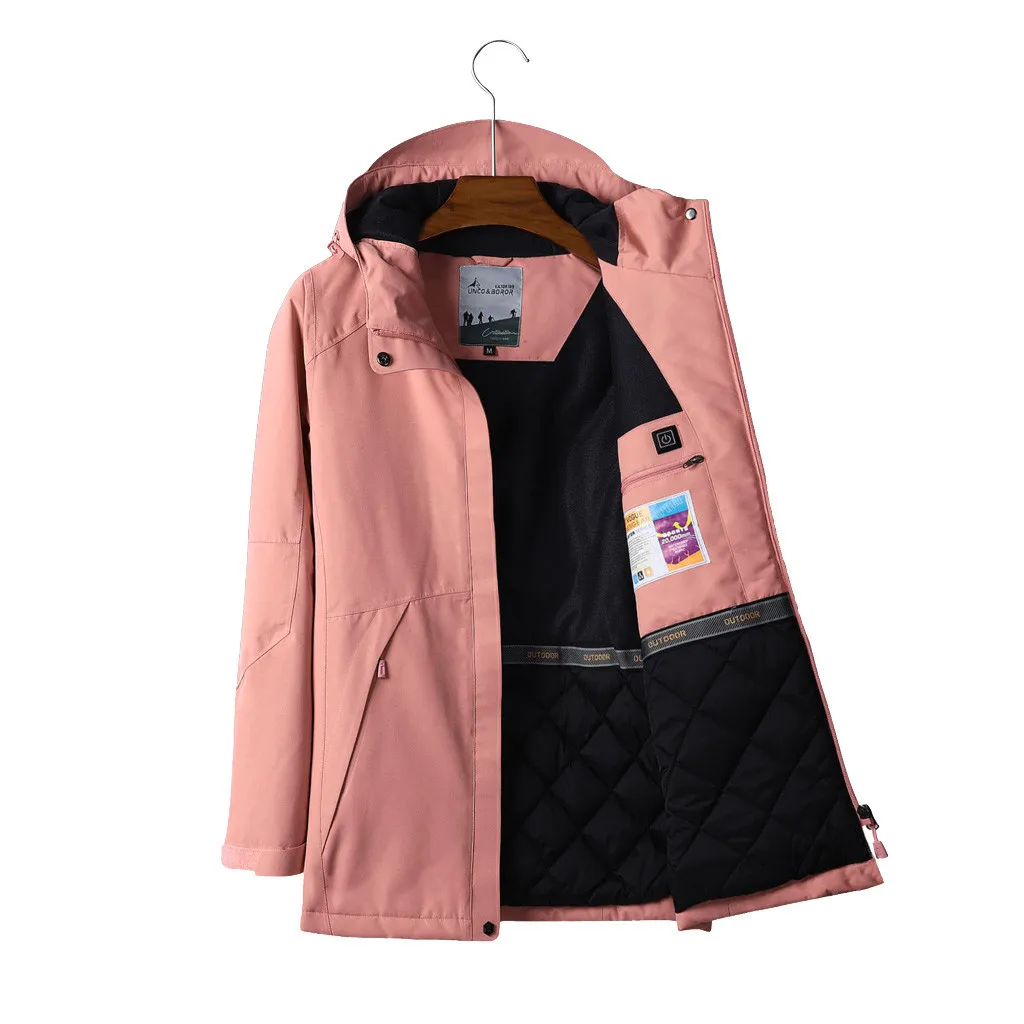

Winter Women Coat Slim Cool Lady Warm Three-speed Temperature Control USB Charging Heating Warm Jacket Casual Overcoat #815