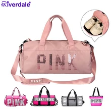 Новые женские дорожные сумки, органайзер, розовая Женская спортивная сумка для фитнеса, нейлоновая Мужская спортивная сумка, водонепроницаемая сумка на плечо, сумки для багажа