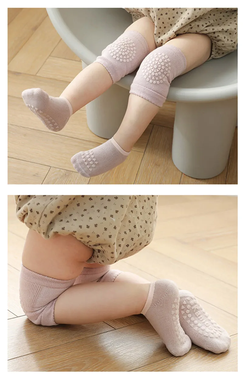 Baby Crawling Knee Pads Socks Set Spring Autumn Infant Floor Anti Slip Sock Knee Protector for Girl Boy