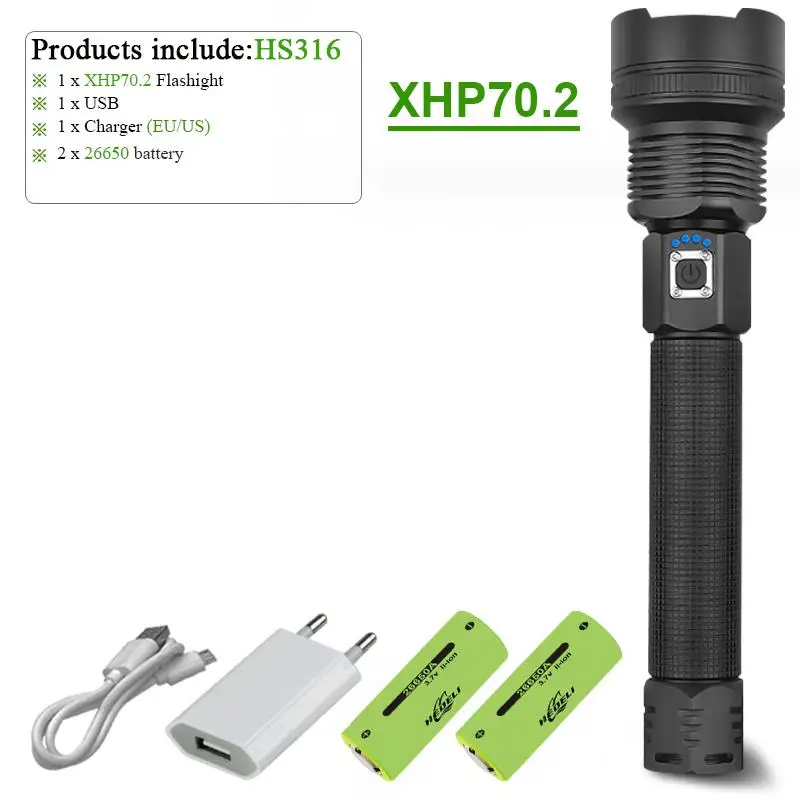 HS316D1 Люменов xhp90 самый мощный светодиодный светильник-вспышка xhp70.2 Перезаряжаемый usb фонарь xhp50 ручная лампа 26650 18650 светильник-вспышка zaklamp - Испускаемый цвет: HS316D1