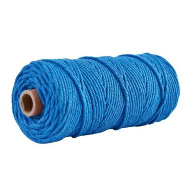 100 м длинный хлопковый скрученный шнур, веревка для рукоделия, макраме, Ремесленная веревка, 3 мм диаметр, sznurek bawelniany, хлопковая веревка sznurek jutowy - Цвет: Lake Blue