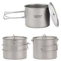 750ml/900ml/1100ml Ultralight Titanium Pot Water Mug Cup With Lid And Foldable Handle Perfect For Outdoor Camping Cooking Picnic 2
