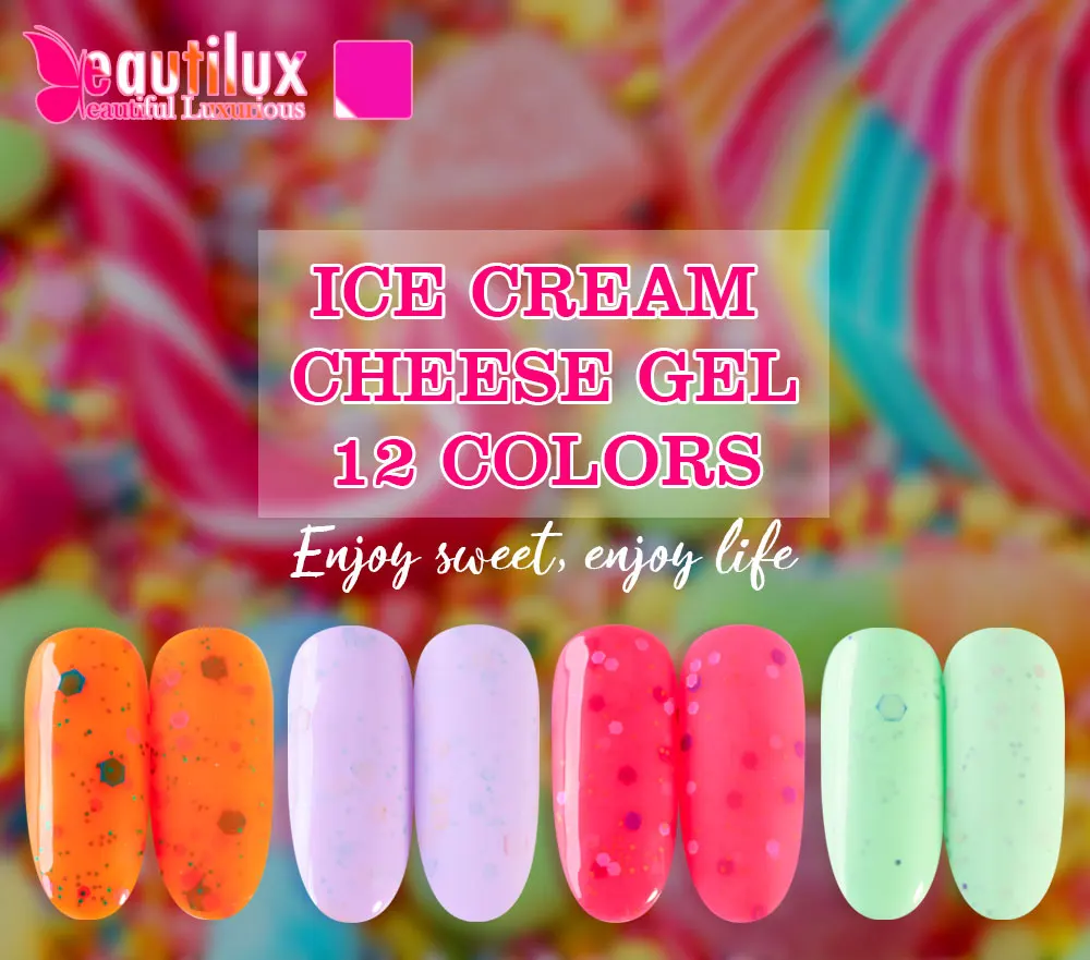 Beautilux Cheese Nail Gel Polish UV LED Ice Cream Sugar Semi Permanent Gels Nails Lacquer Candy Color Nails Gel Varnish 10ml