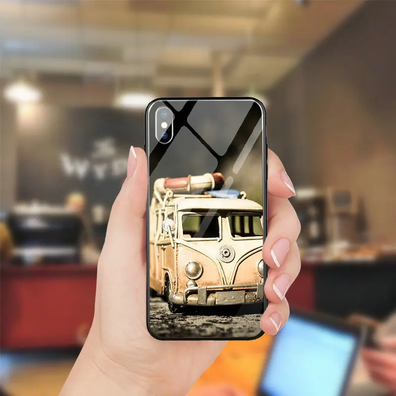 Чехлы для телефонов из закаленного стекла чехол для iPhone 5 5S SE 8 7 6 6S Plus X XR XS Max, чехлы для Volkswagen Vw T1, розовые, синие, для микроавтобуса