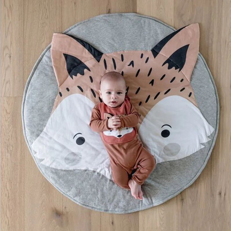 Bild von 90CM Kids Play Game Mats Round Carpet Rugs Mat Cotton FOX Crawling Blanket Floor Carpet For Kids Room Decoration INS Baby Gifts