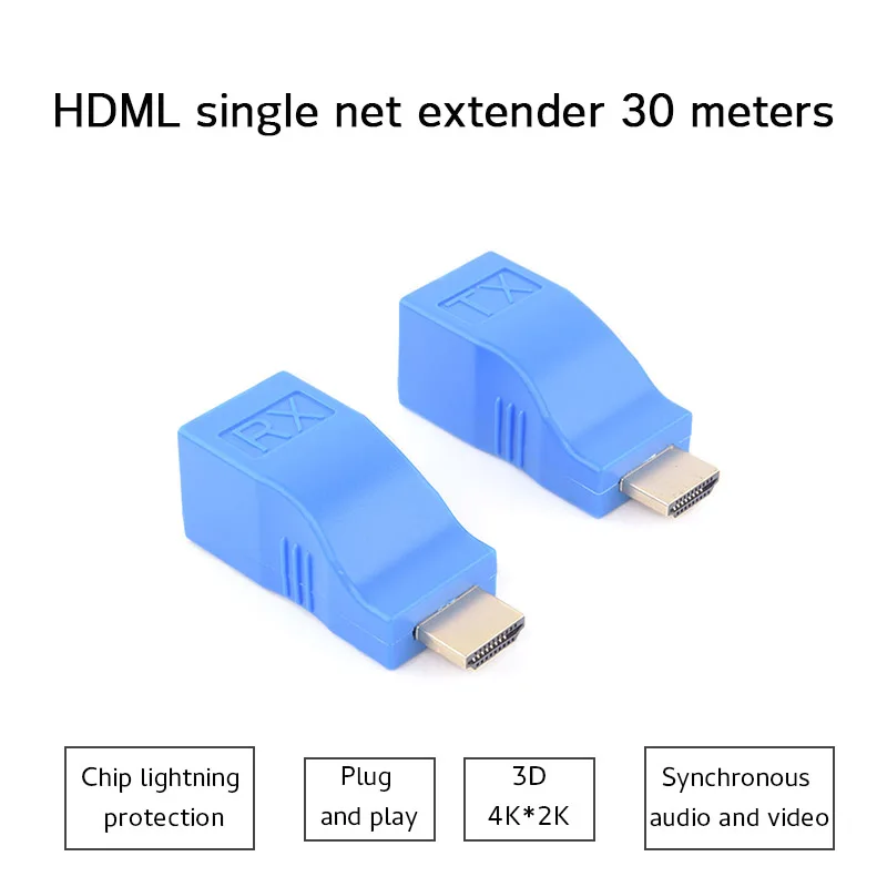 1080P 30m hdmi-удлинитель Протокола по Ethernet RJ45 CAT5e CAT6 одиночный адаптер для сетевого кабеля Портативный Гибкий HDMI удлинитель для ПК HDTV