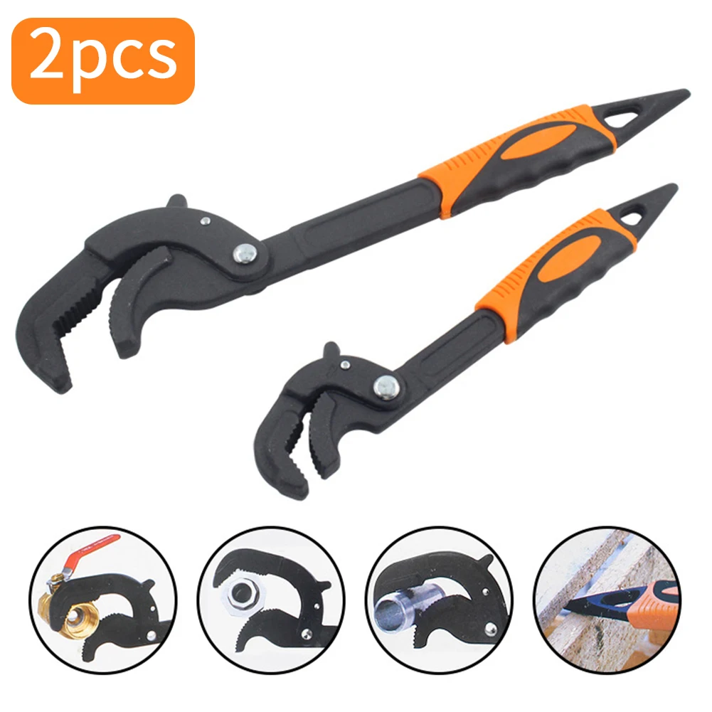 

2PCS Wrench Pipe Adjustable Spanner Plumber Universal Key Open End Spanner Set High-carbon Steel Multifunctional Hand Tool