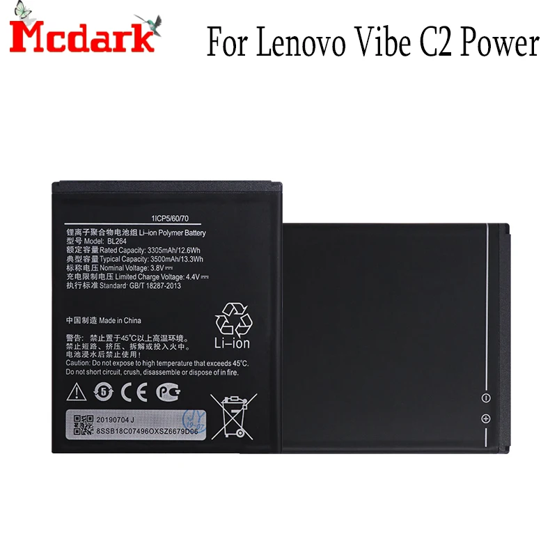 Mcdark для Lenovo Vibe C2 Power BL264 Замена батареи Высокое качество 3500 мАч Резервное