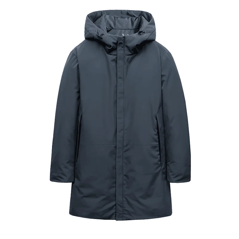 Grey Down Coat Men's Clothing Coats Jackets Solid Down Coats Down Jacket Filling White Duck down Coats Long Cloth Hooded Casual Coat Boy - Цвет: Grey Down Coat