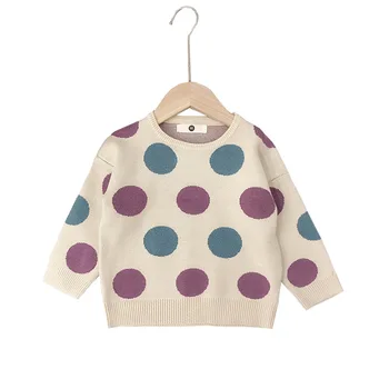 

WLG girls casual sweaters kids autumn colorful dot printed long sleeve sweater baby girl all match clothes
