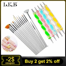 LKE 20 шт набор для дизайна ногтей, Раскрашивание, рисунок, лак, кисть, инструменты, кисти для ногтей, УФ-гель для ногтей, инструменты для рисования