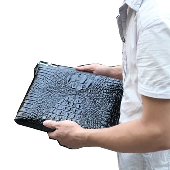 

Men's Clutches handbag Leather Men's shoulder Bag Document Bag Business Cross Section Cowhide leather Crocodile Pattern Hand Bag