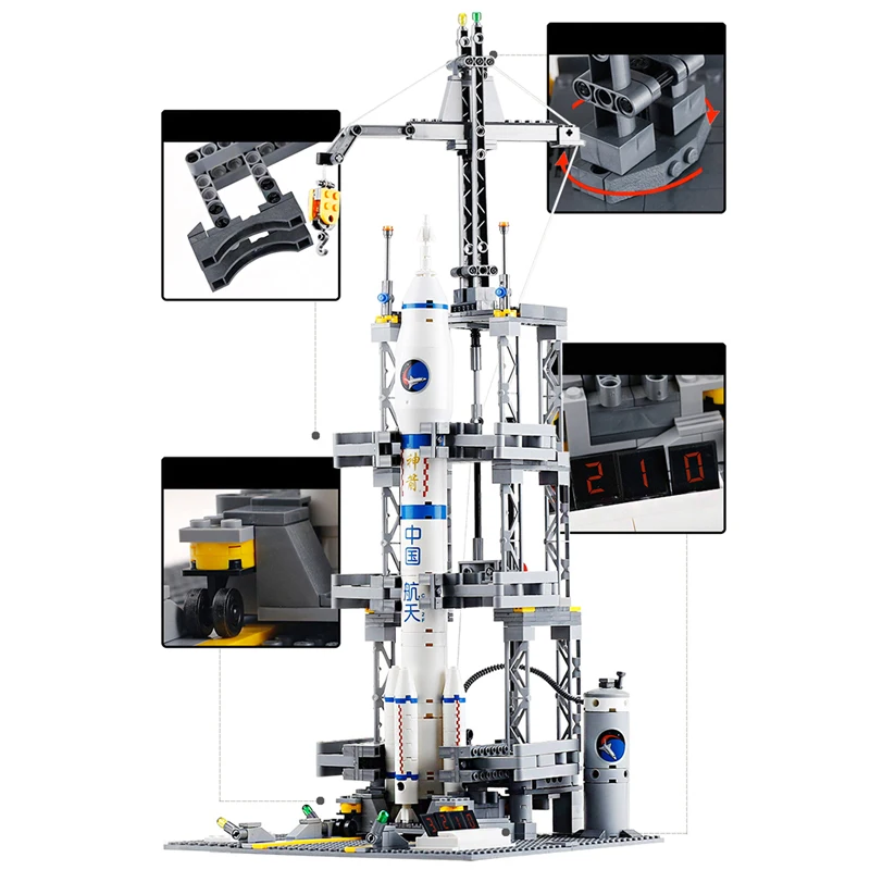 Compatible legoinglys Creator Technic Rocket Launch Model Building Block Set Kids DIY Bricks Toys for Children Gifts 822pcs