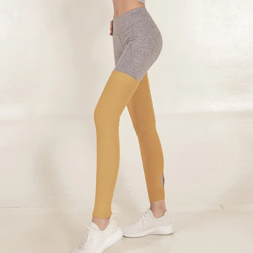 Oyoo Йога зимние теплые носки женские выше колена Пилатес Йога Носки дышащие танцевальные гетры - Цвет: Yellow M-65cm