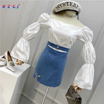 

French Women Retro Cross Back Lace-up Shirts Blouses Flare Sleeve Square Collar Female Tops Elegant Leisure Streetwear Clothes