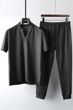 

2020 summer trend retro sports Chinese style fashion light luxury thin short sleeve casual suit